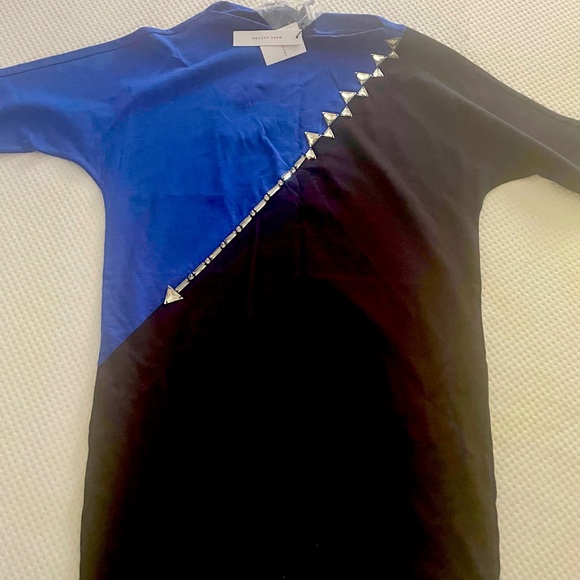 MARC JACOBS
High-Neck 3/4-Sleeve Colorblock Cotton Dress w/ Beading - Picture 3 of 7